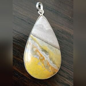 Bumblebee Jasper Sterling Silver Teardrop Pendant